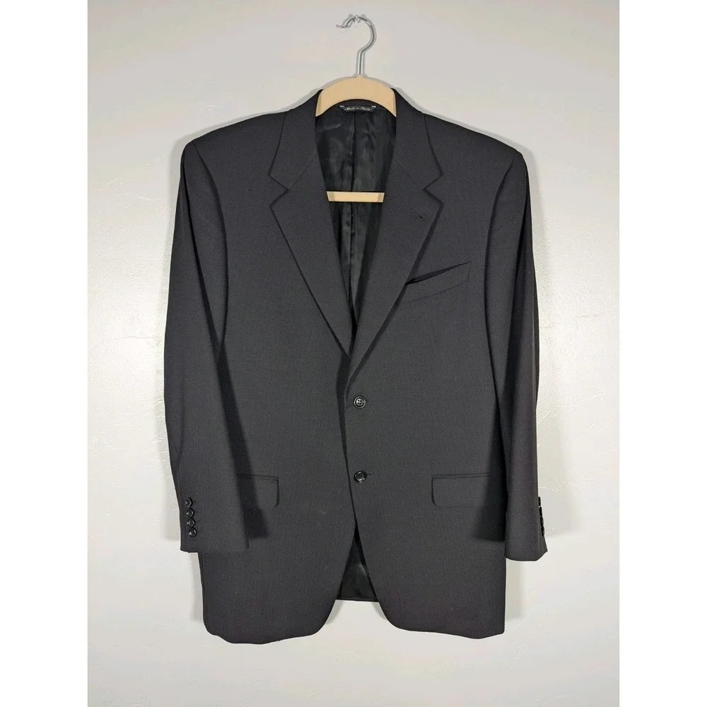 Canali proposta‎ Mens 54R Wool Blazer Sport Jacket 2 Button Black
